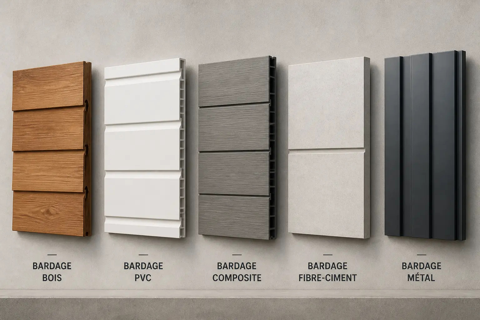 Les matériaux qui dominent le marché : bois, PVC, composite, fibres-ciment et métal