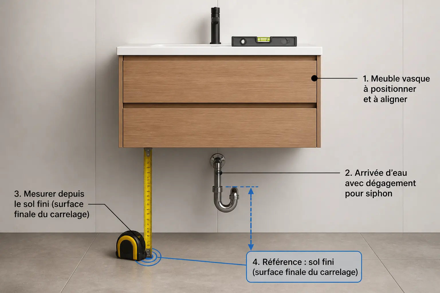 Comment mesurer correctement avant de fixer le meuble ?