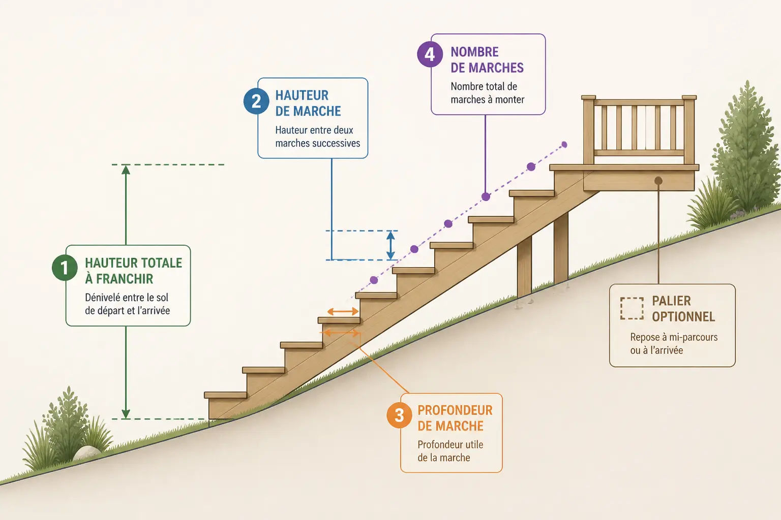 Dimensions d’un escalier en bois extérieur : les bonnes cotes pour marcher en sécurité