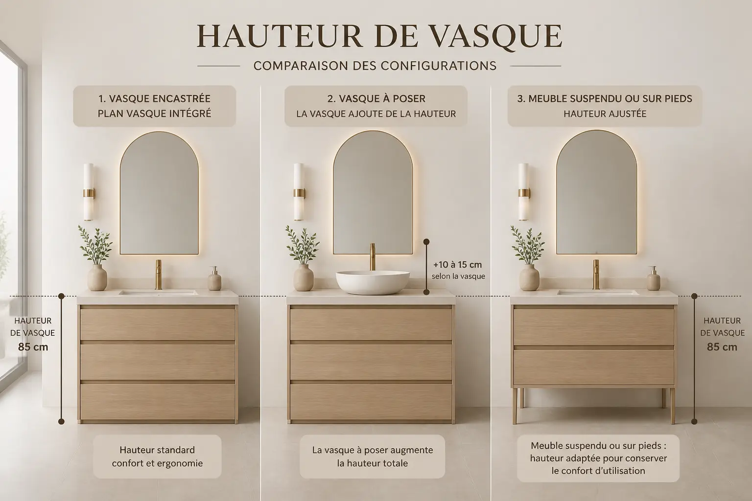 Quelle hauteur choisir selon le type de meuble et de vasque ?