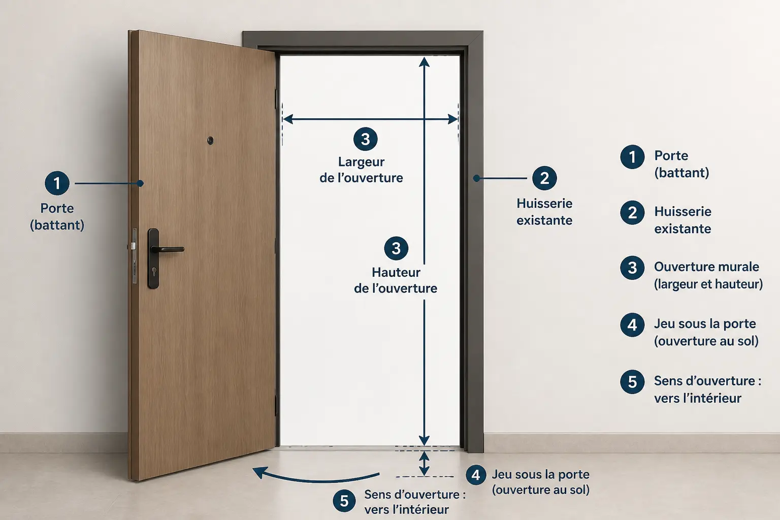 Dimensions, huisserie et ouverture : tout vérifier avant l’achat