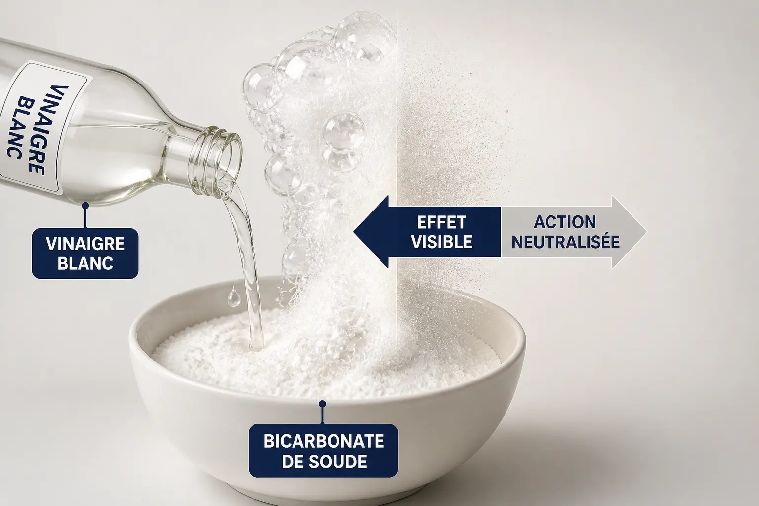 Bicarbonate de soude et vinaigre blanc : ce qui se passe vraiment quand vous les mélangez
