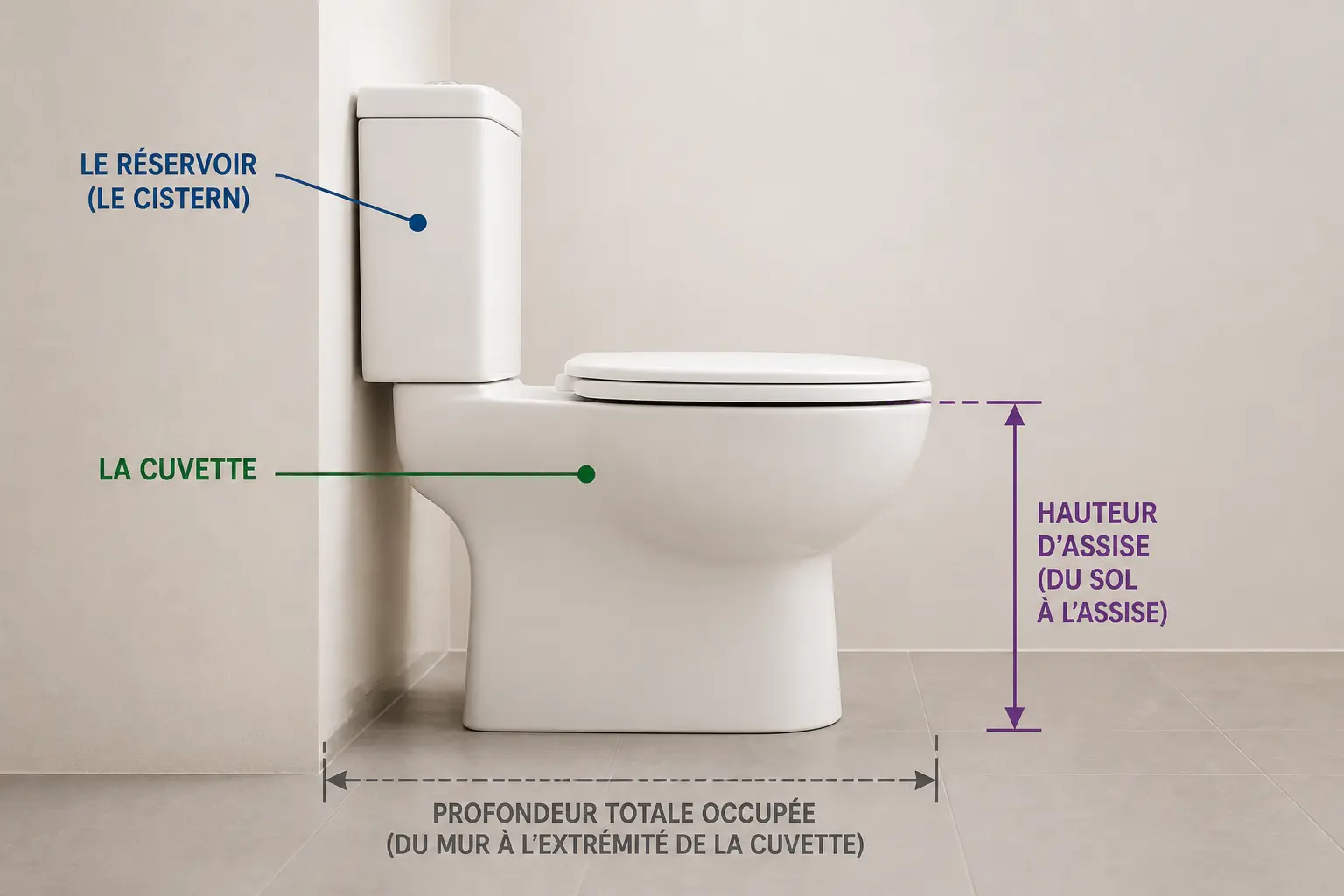 Dimensions des WC : les repères mini, standard et confort à connaître