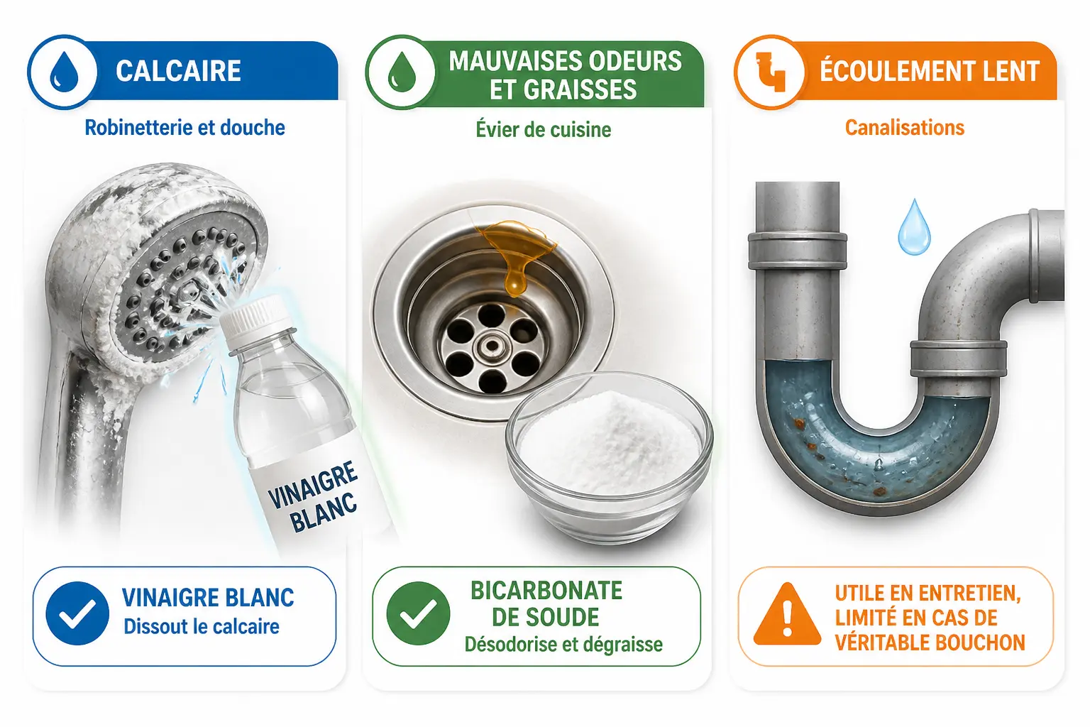 Quel produit choisir selon le problème : calcaire, graisse, odeurs ou canalisation