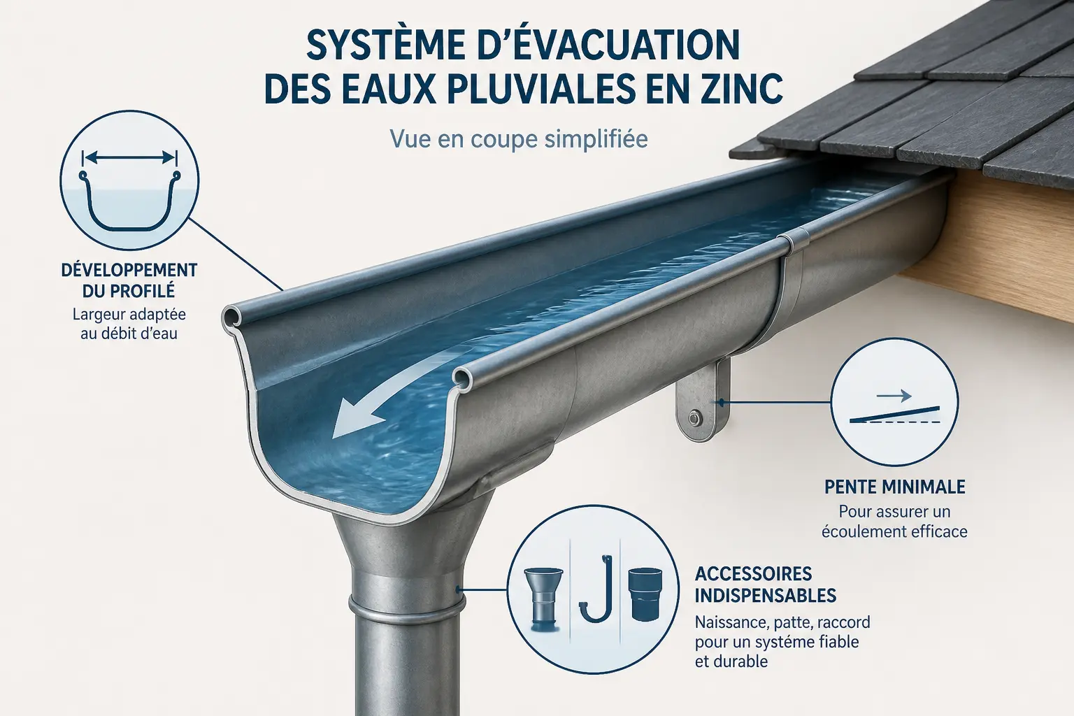 Dimensions, pente et accessoires : le trio qui fait une évacuation fiable