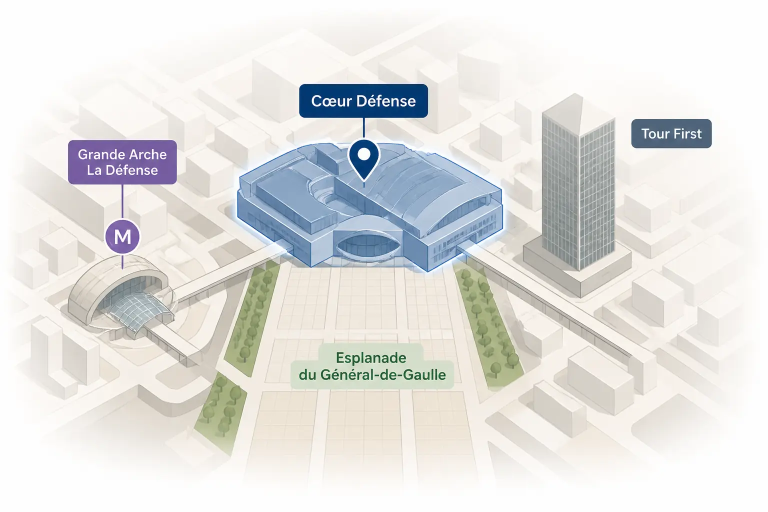 Où se situe le complexe dans La Défense ?