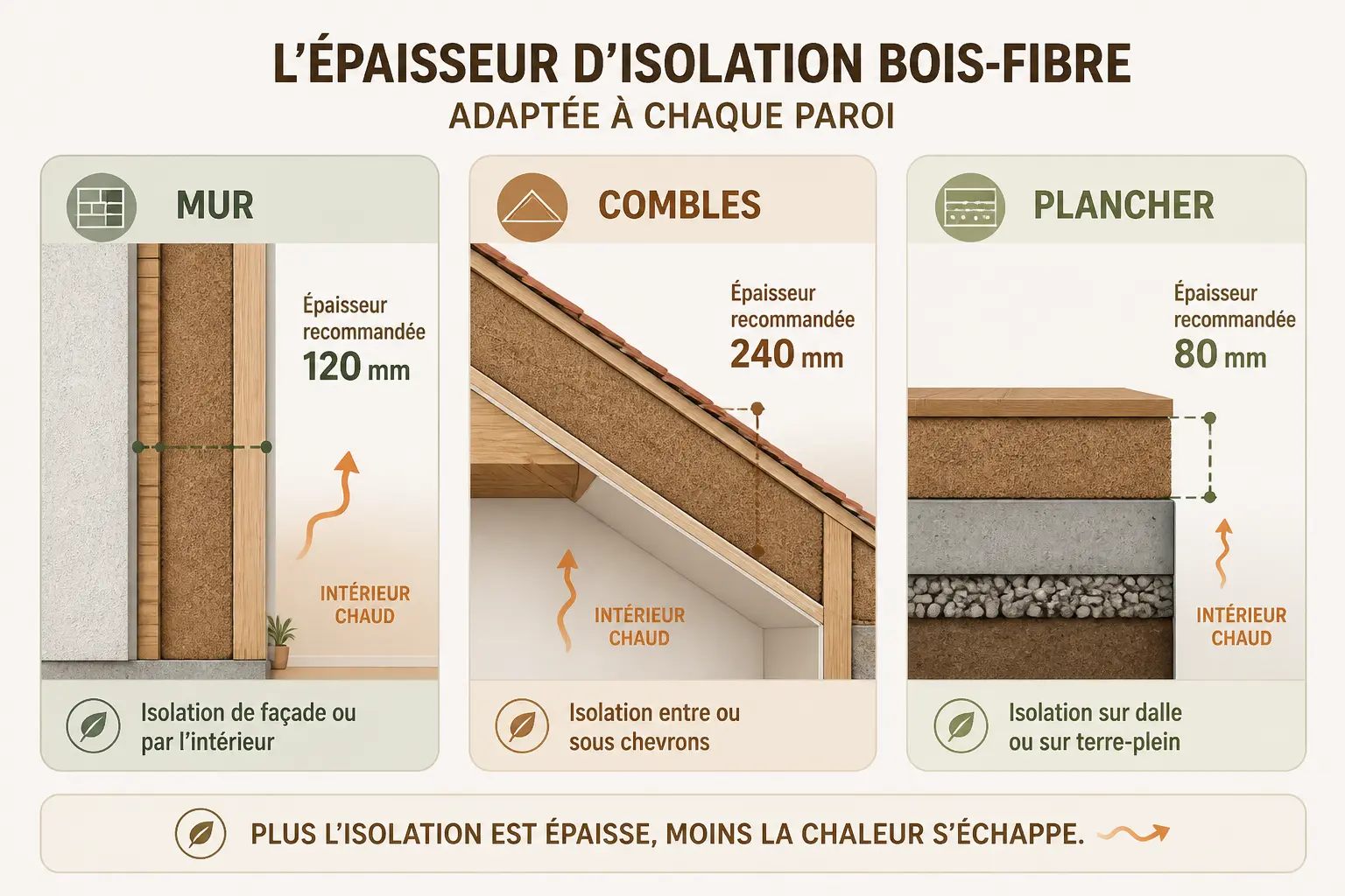 Murs, combles, toiture, planchers : quelle épaisseur viser selon la paroi ?