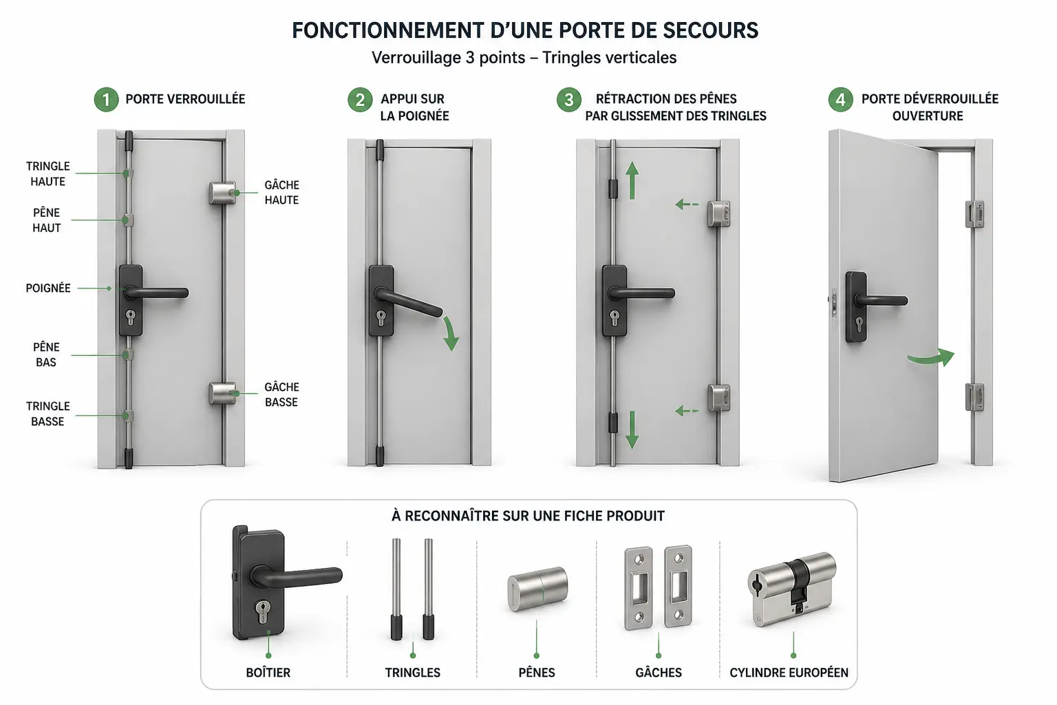 Comment fonctionne ce dispositif sur une porte de secours ?