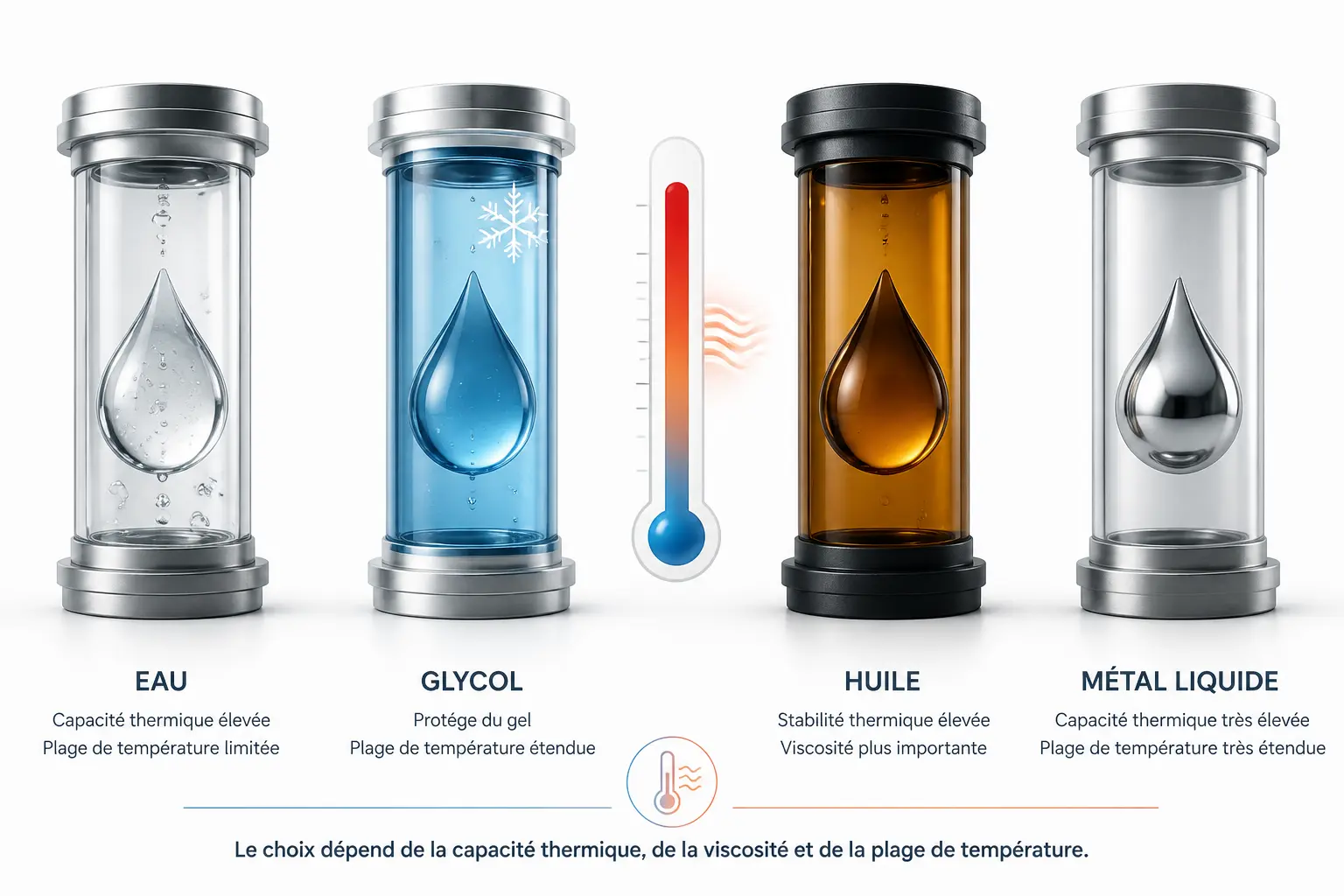 Eau, glycol, huile, gaz, métal liquide : ce qui change vraiment