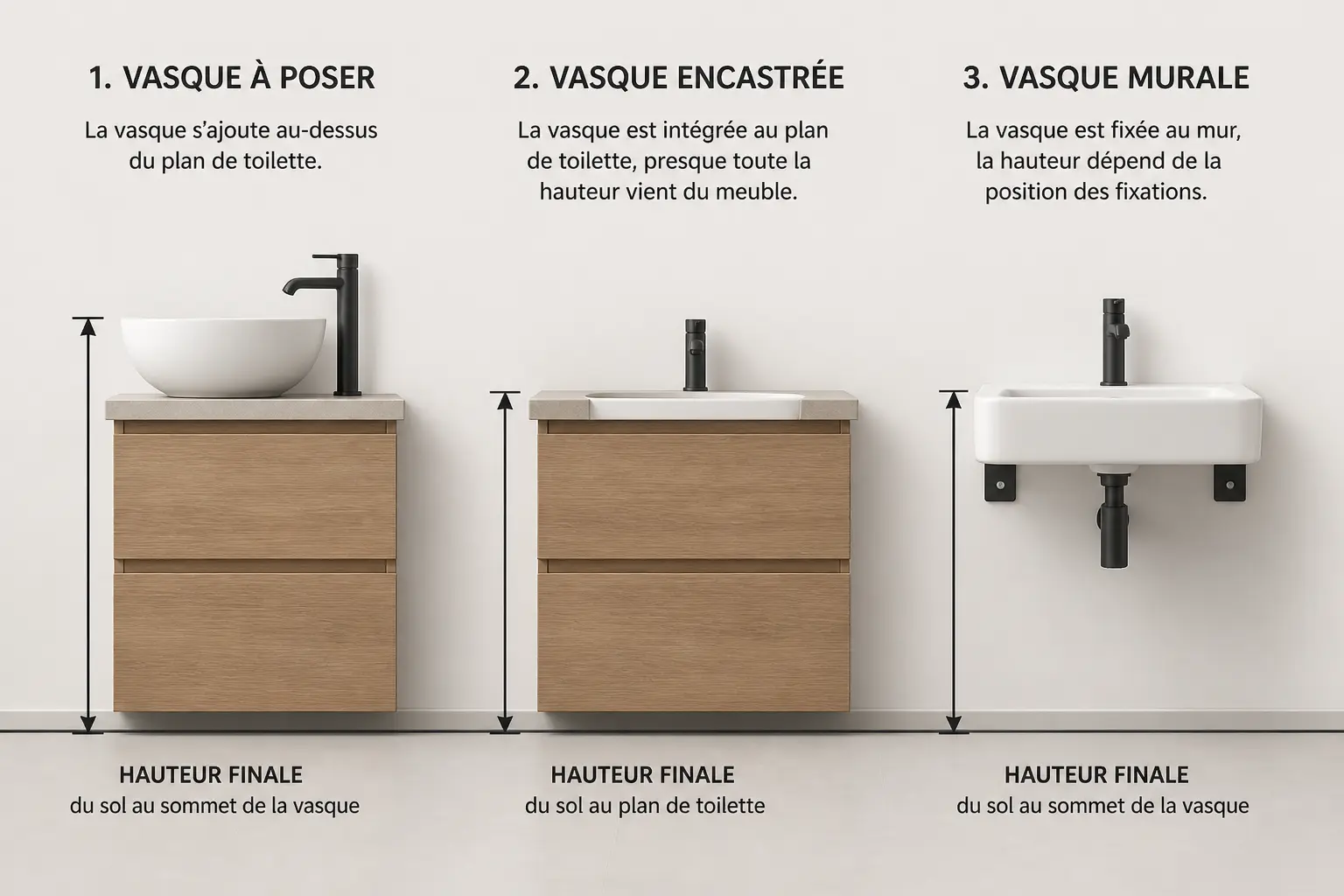 Vasque à poser, encastrée ou lavabo mural : la pose change tout