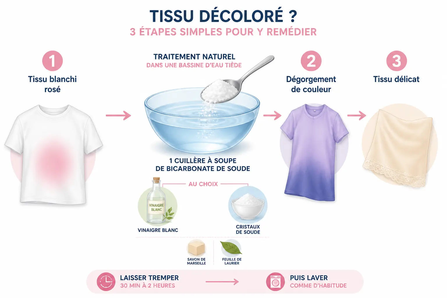 Linge déteint : quelle astuce de grand-mère choisir selon la couleur et le tissu ?