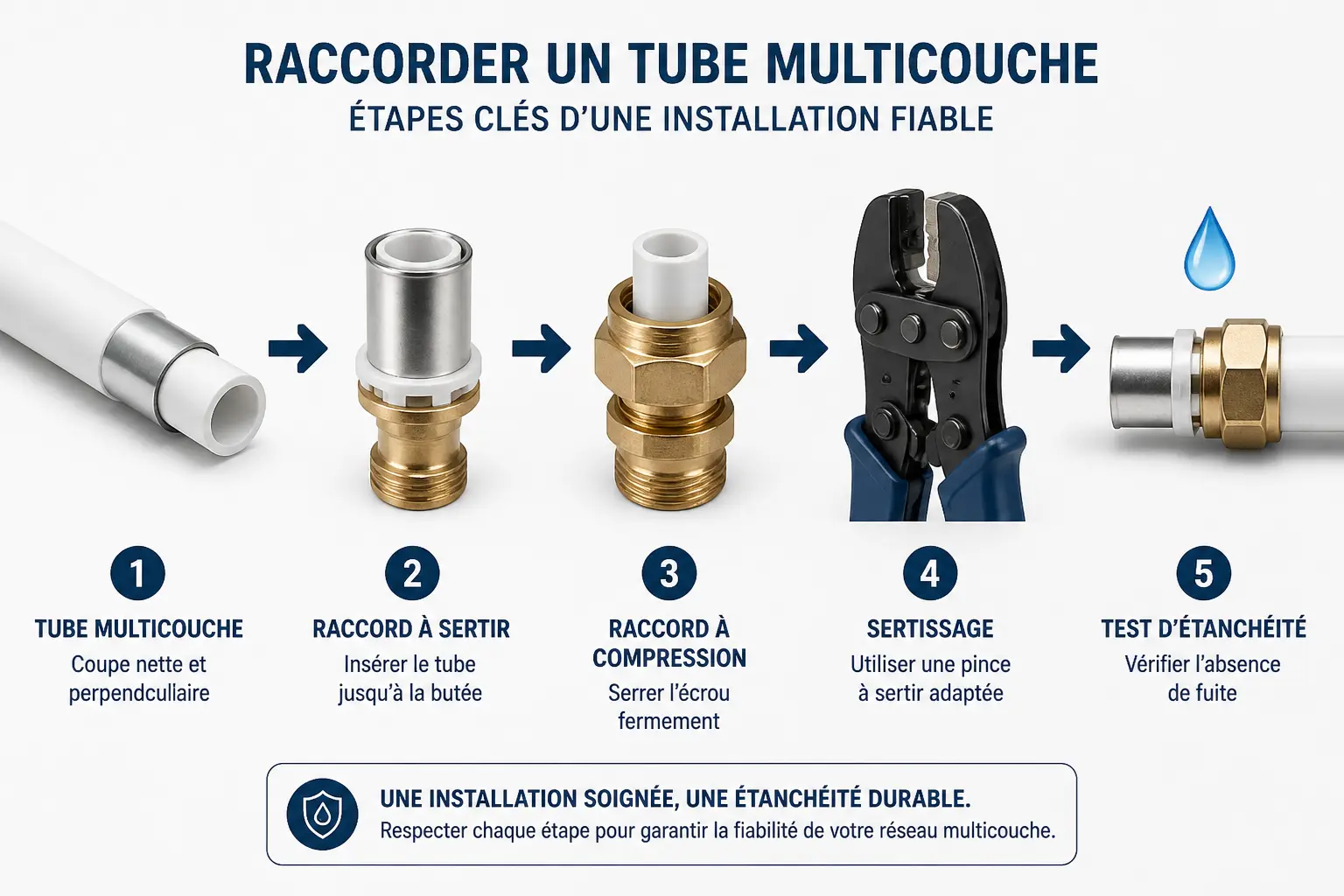 Raccords, outillage et pose d’un réseau multicouche