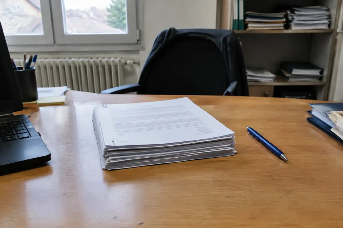 Pages de contrat et stylo posés sur un bureau de bureau